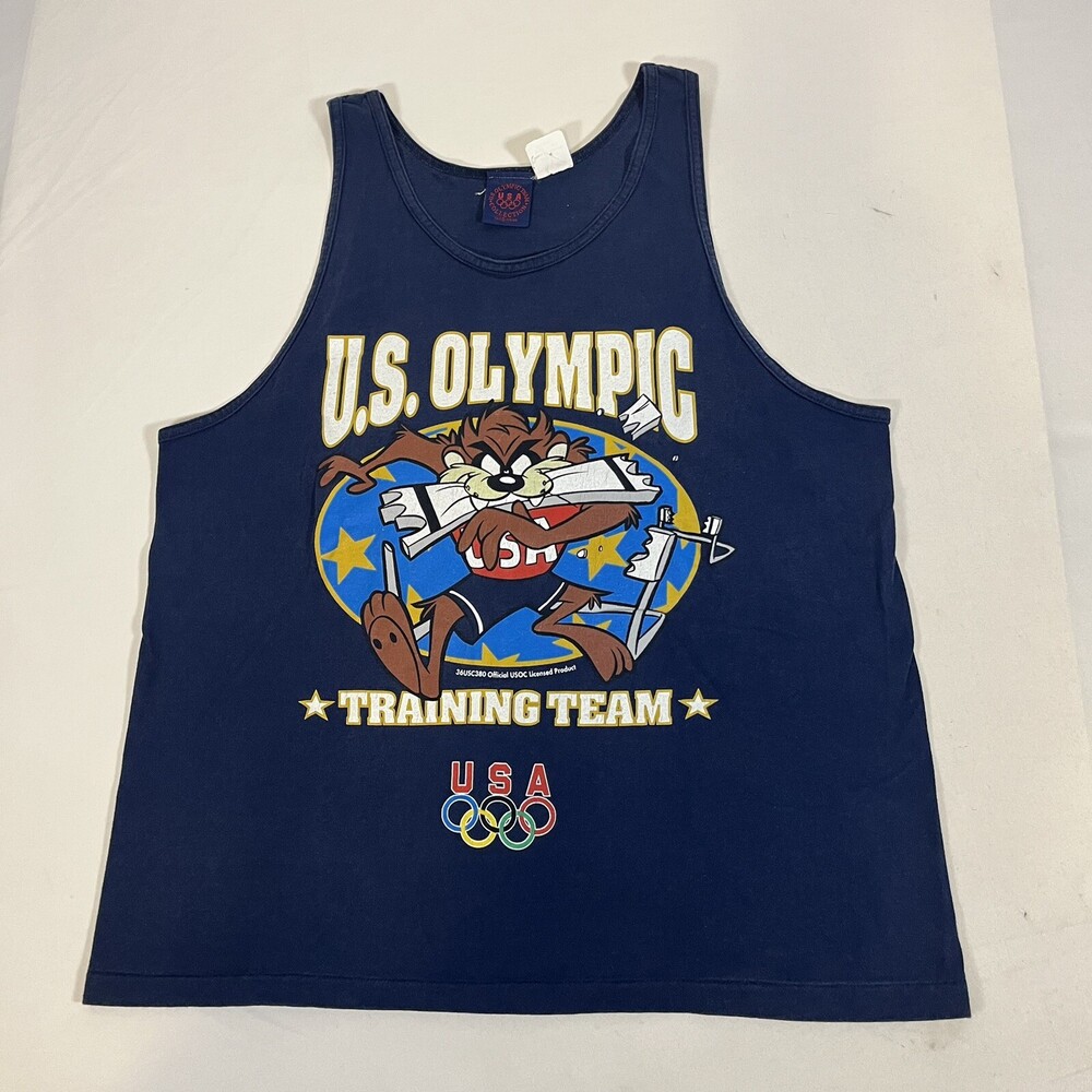Taz Team Usa Vintage 1990s Olympic Tank Top Mens L Track Training Looney Tunes